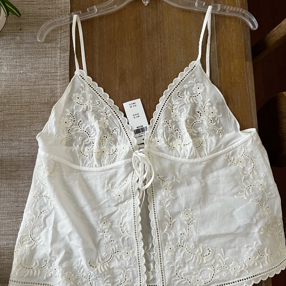 White Embroidered Lace Camisole